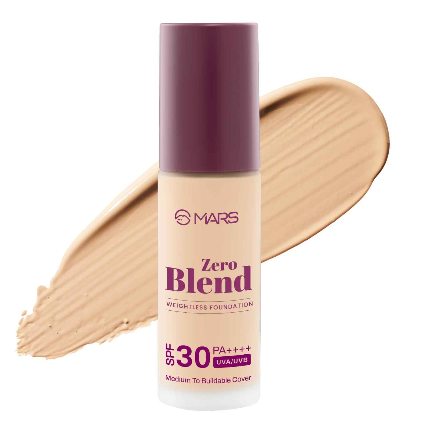 Buy MARS SPF30 PA++++ Zero Blend Weightless Liquid Foundation for Makeup ( 30 ml ) (05-BISCOTTI BLISS) | Lightweight & Long-Lasting | Matte Finish | Buildable Coverage | Sweat-Proof | Hydrating Formula - Purplle