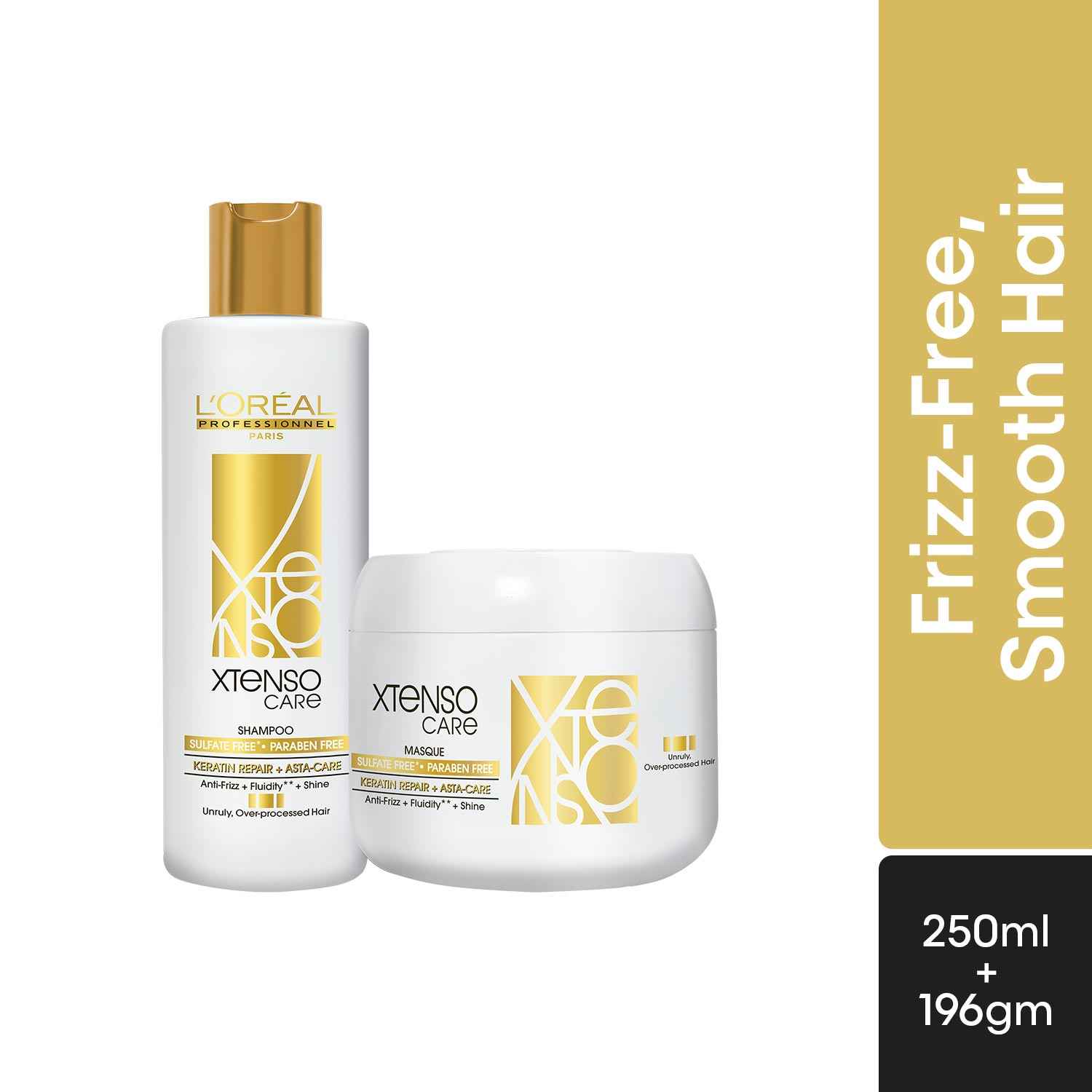 Buy L'Oreal Professionnel Xtenso Care Sulfate-free Shampoo (250 ml) + L'Oreal Professionnel Xtenso Care Sulfate-free Mask (196 gm) Combo of 2 - Purplle