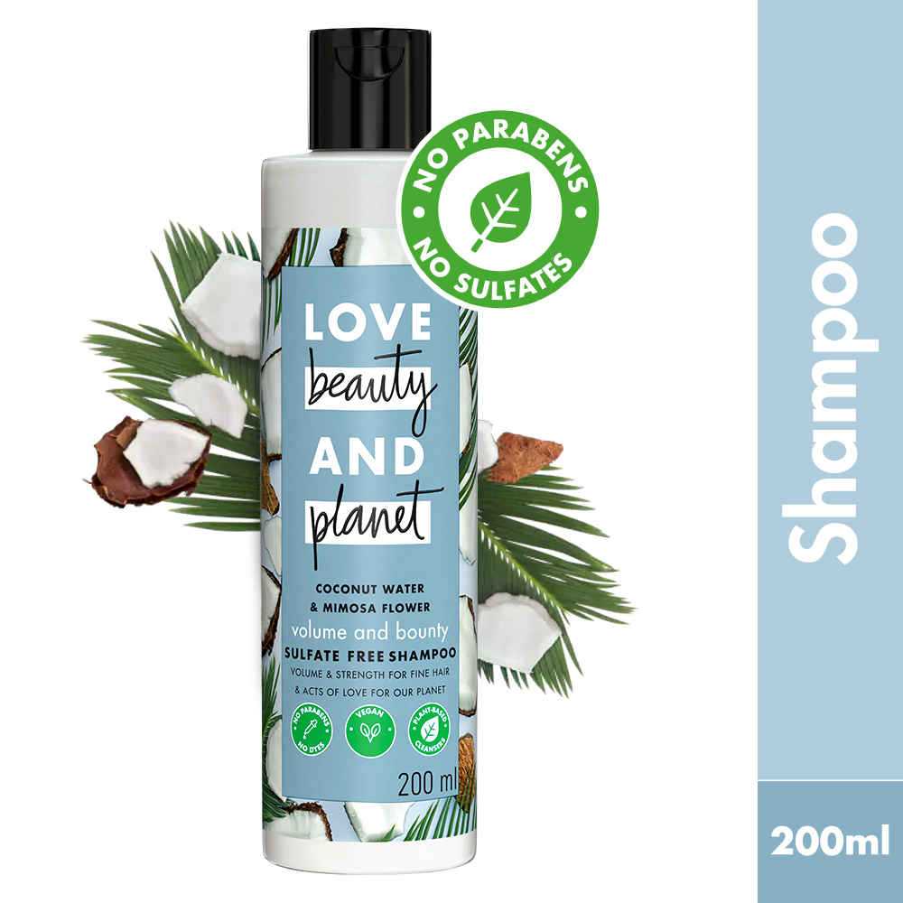 Buy Love Beauty Planet Coconut Water and Mimosa Flower Sulfate Free Volume and Bounty Shampoo, 200 ml - Purplle