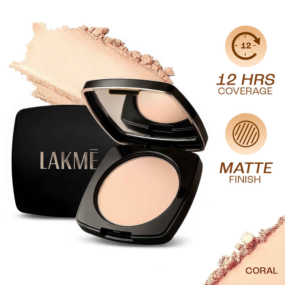 Buy Lakme Forever Matte Compact, with Vitamin E & C, Compact Powder, 9 gm for Smooth Finish, Coral - Purplle