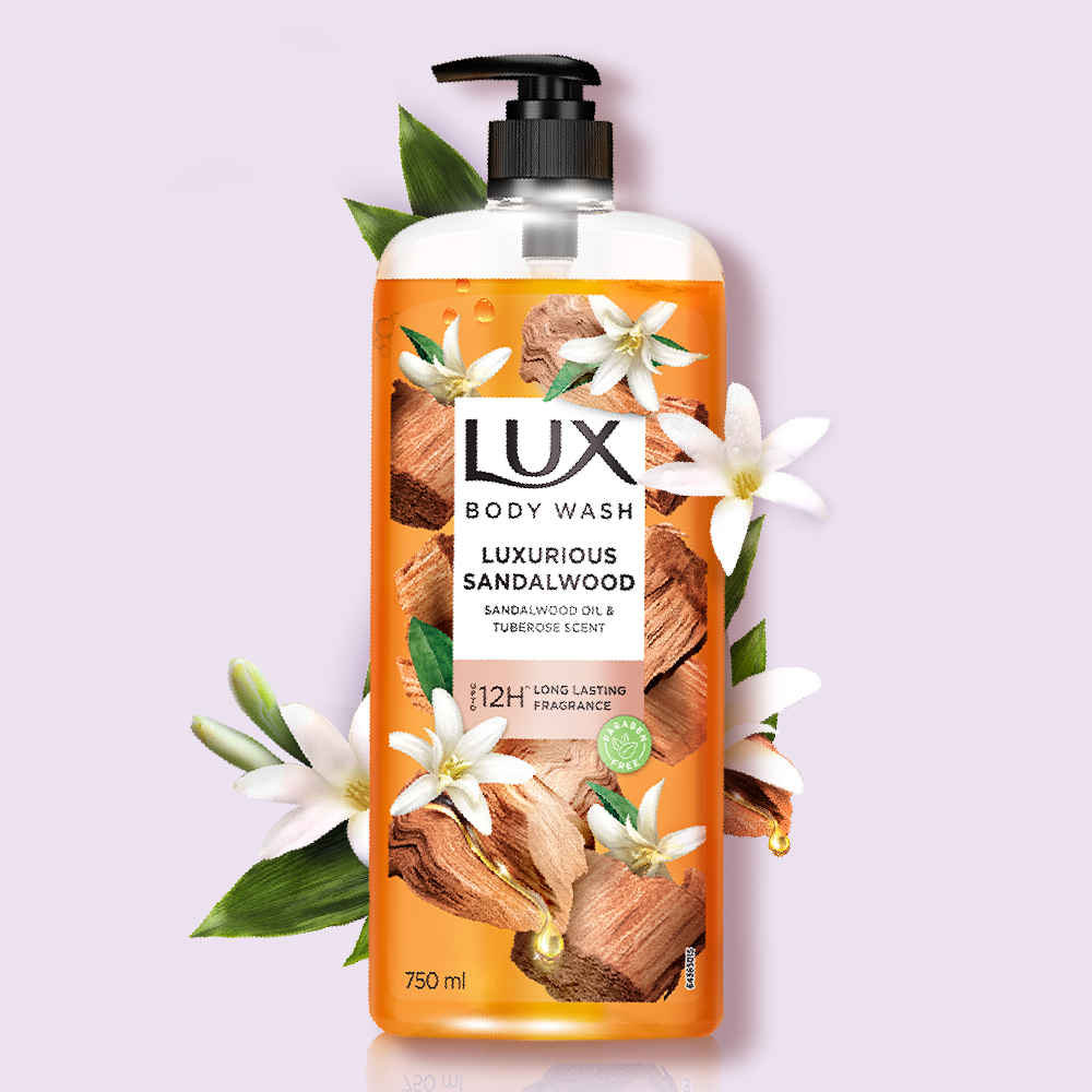 Buy Lux Luxurious Sandalwood Body Wash, With 100% natural Sandalwood Oil, For 12Hr Long Lasting Freshness and Fragrance, For All Skin Types - 750 ml - Purplle