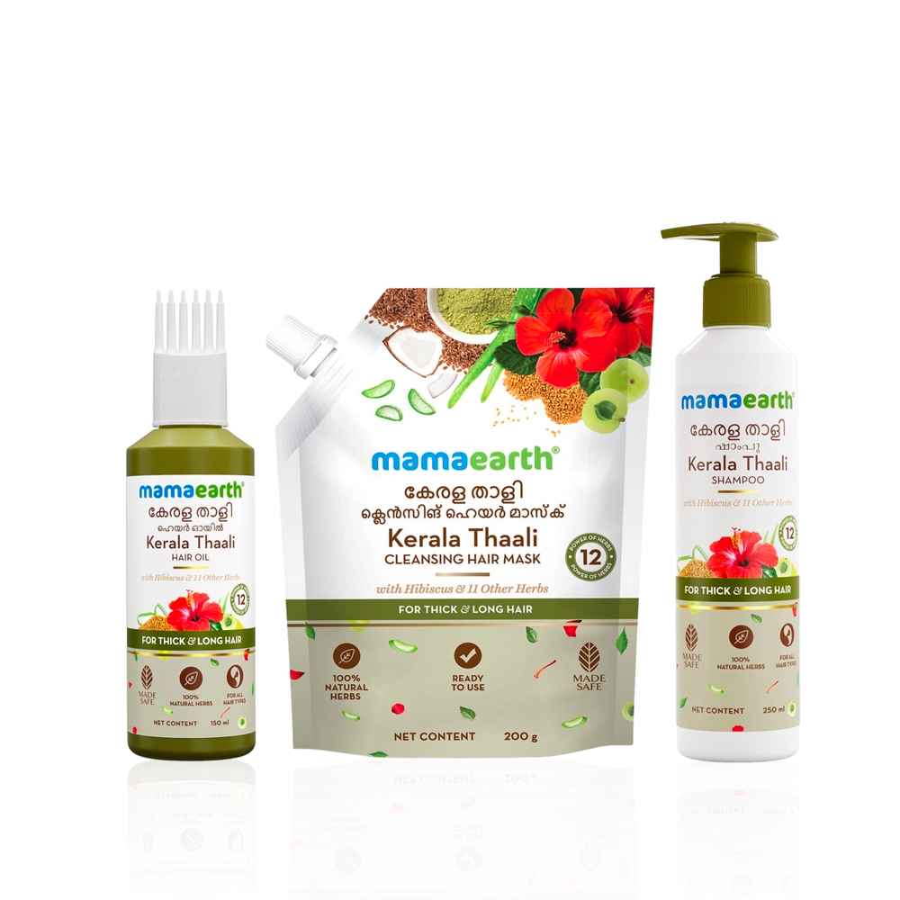 Buy Mamaearth Kerala Thaali Daily Hair Nourishment Combo- Shampoo, Hair Oil & Mask (Combo of 3) - Purplle