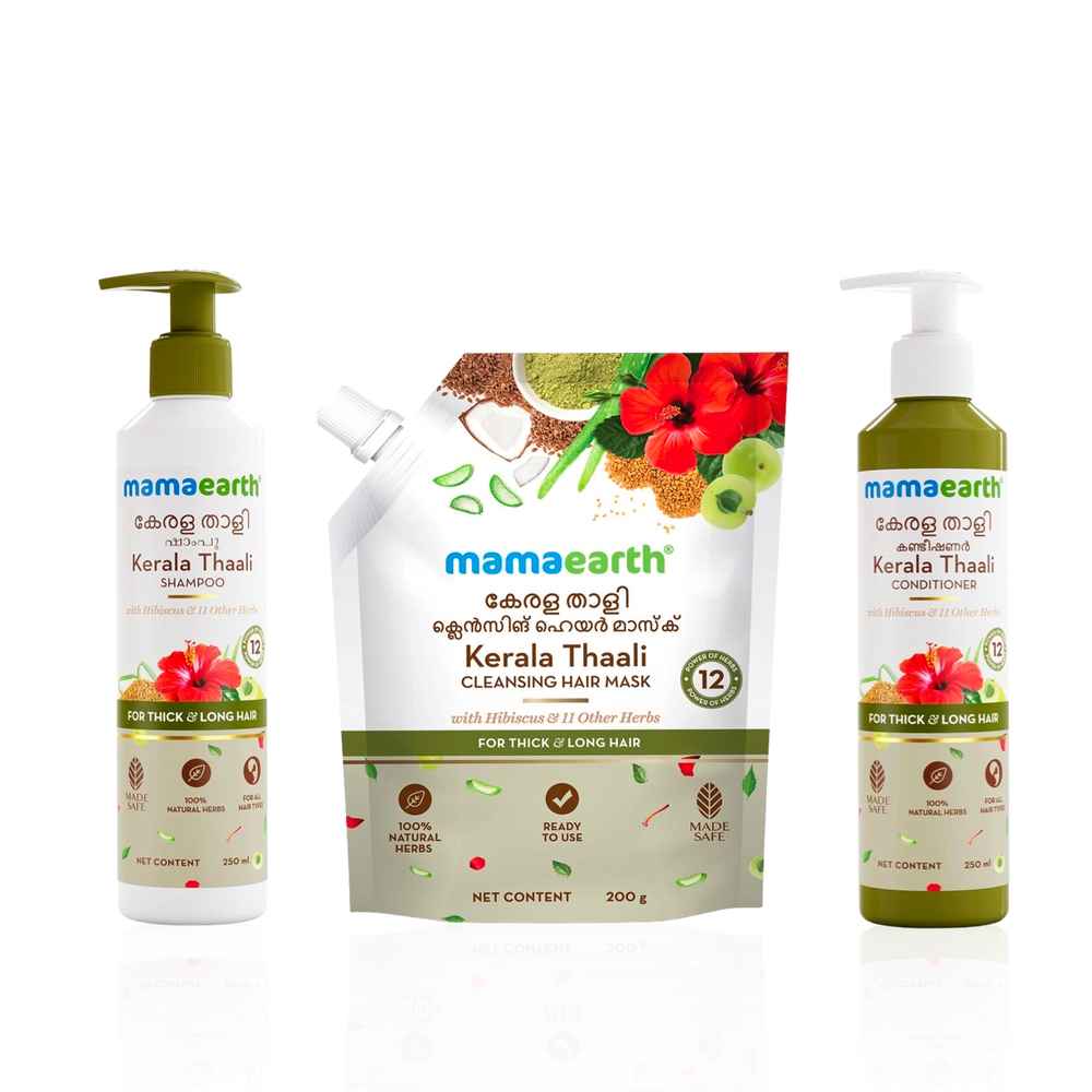 Buy Mamaearth Kerala Thaali Complete Nourishment Trio- Shampoo, Comditioner & Hair Mask (Combo of 3) - Purplle