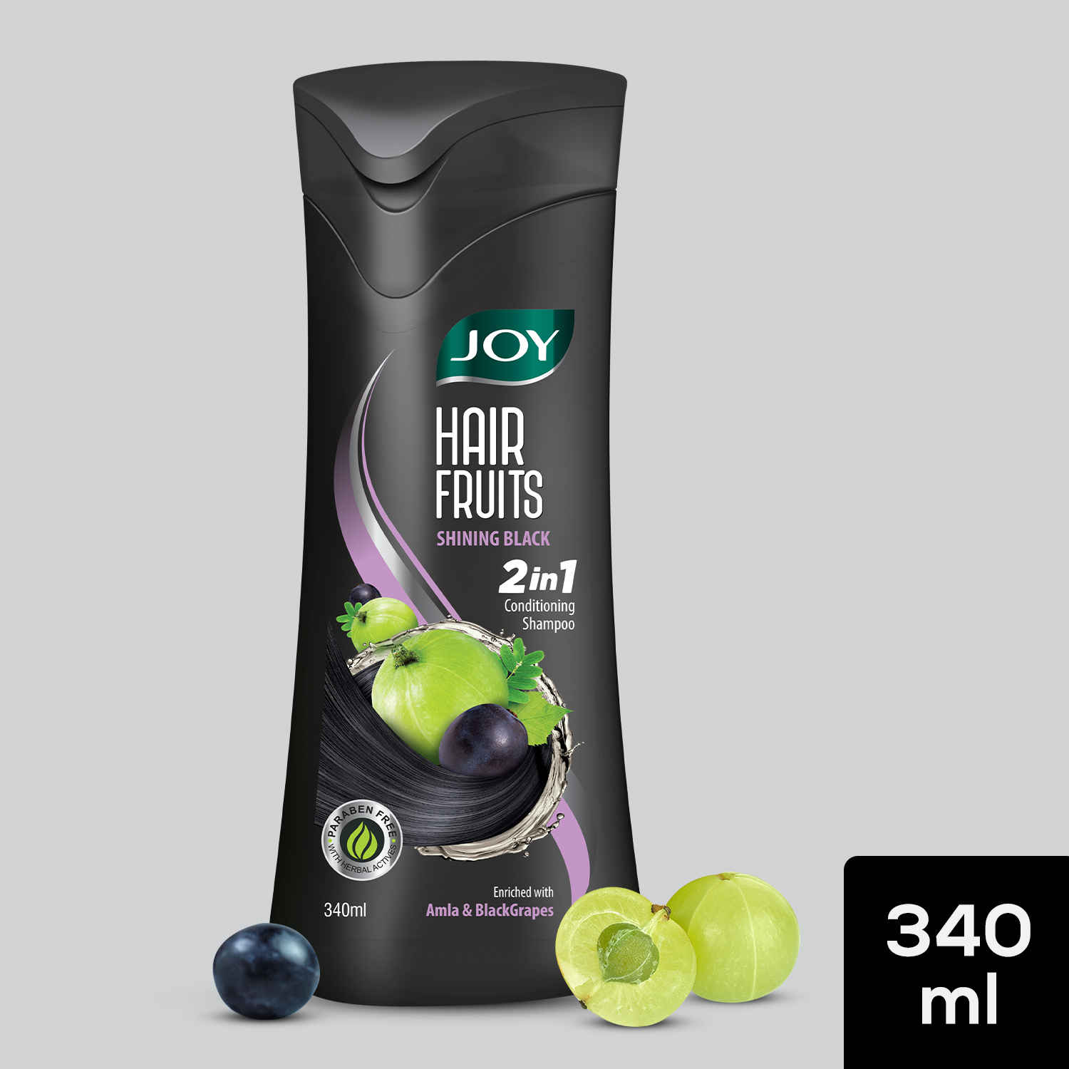 Buy Joy Hair Fruits Shining Black Conditioning Shampoo Enriched with Amla & Black Grapes 340 ml - Purplle