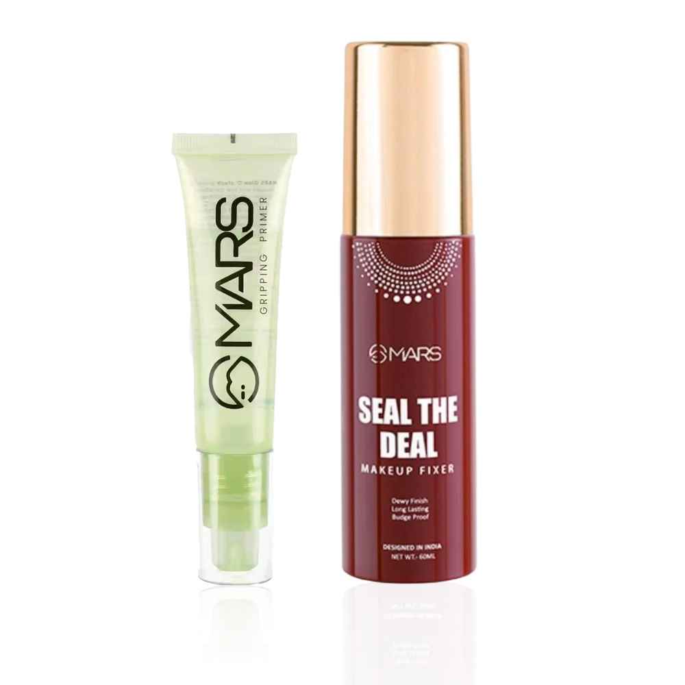 Buy MARS Must Have Duo - MARS Glow O' Clock Gel Primer for Face Makeup 30 ml , MARS Seal the Deal Long-Lasting Makeup Fixer Spray with Hyaluronic Acid 60 ml Combo of 2 - Purplle
