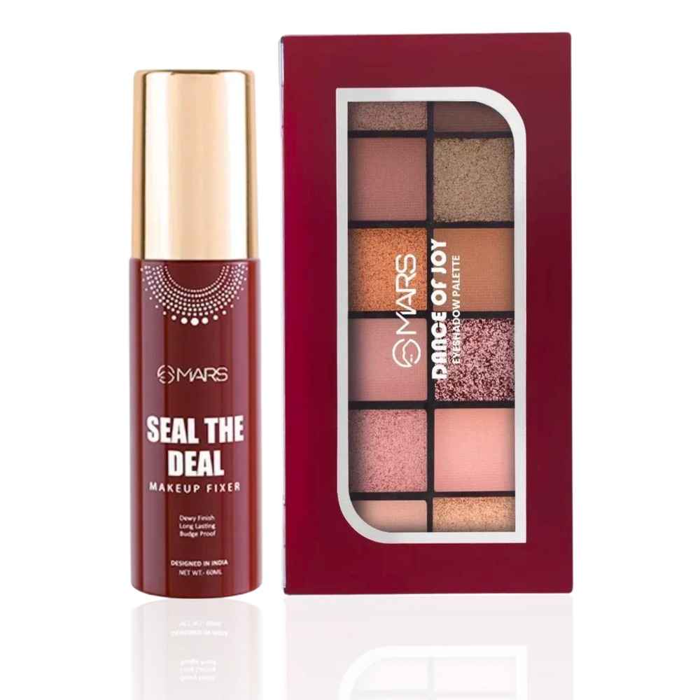 Buy MARS Party Essential Duo - MARS 12 Shades Dance of Joy Eyeshadow Palette 13.2 gm , MARS Seal the Deal Long-Lasting Makeup Fixer Spray with Hyaluronic Acid 60 ml Combo of 2 - Purplle