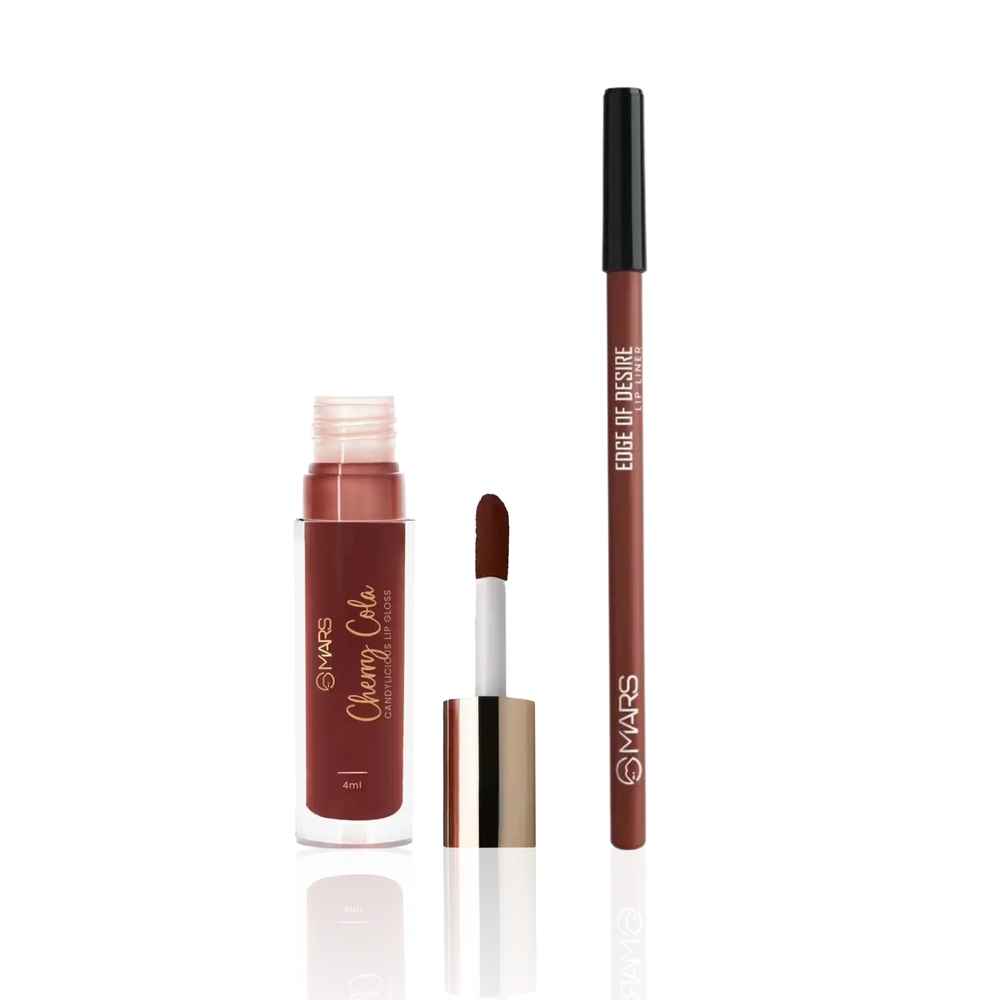 Buy MARS Glossy Lip Combo - MARS Candylicious Sheer Lip Gloss for Women 4 ml Cherry Cola , MARS Edge of Desire Matte Lip Liner SCANDALOUS BROWN Combo of 2 - Purplle