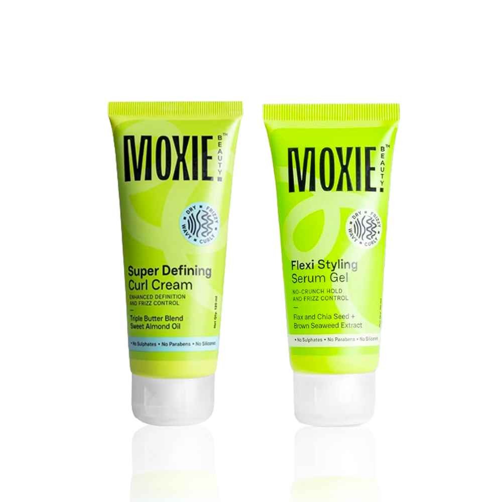 Buy Moxie Beauty Curly Vibe Setter Duo - Defining Curl Cream ( 120 ml) & Styling Serum Gel ( 120 ml) for Curly Hair Combo of 2 - Purplle