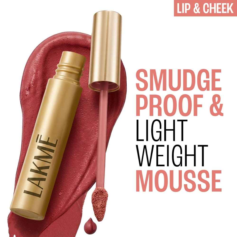Buy Lakme Double Duty Lip & Cheek Mousse Matte Lipstick & Soft Blush, Burgundy Lush, 9 gm - Purplle