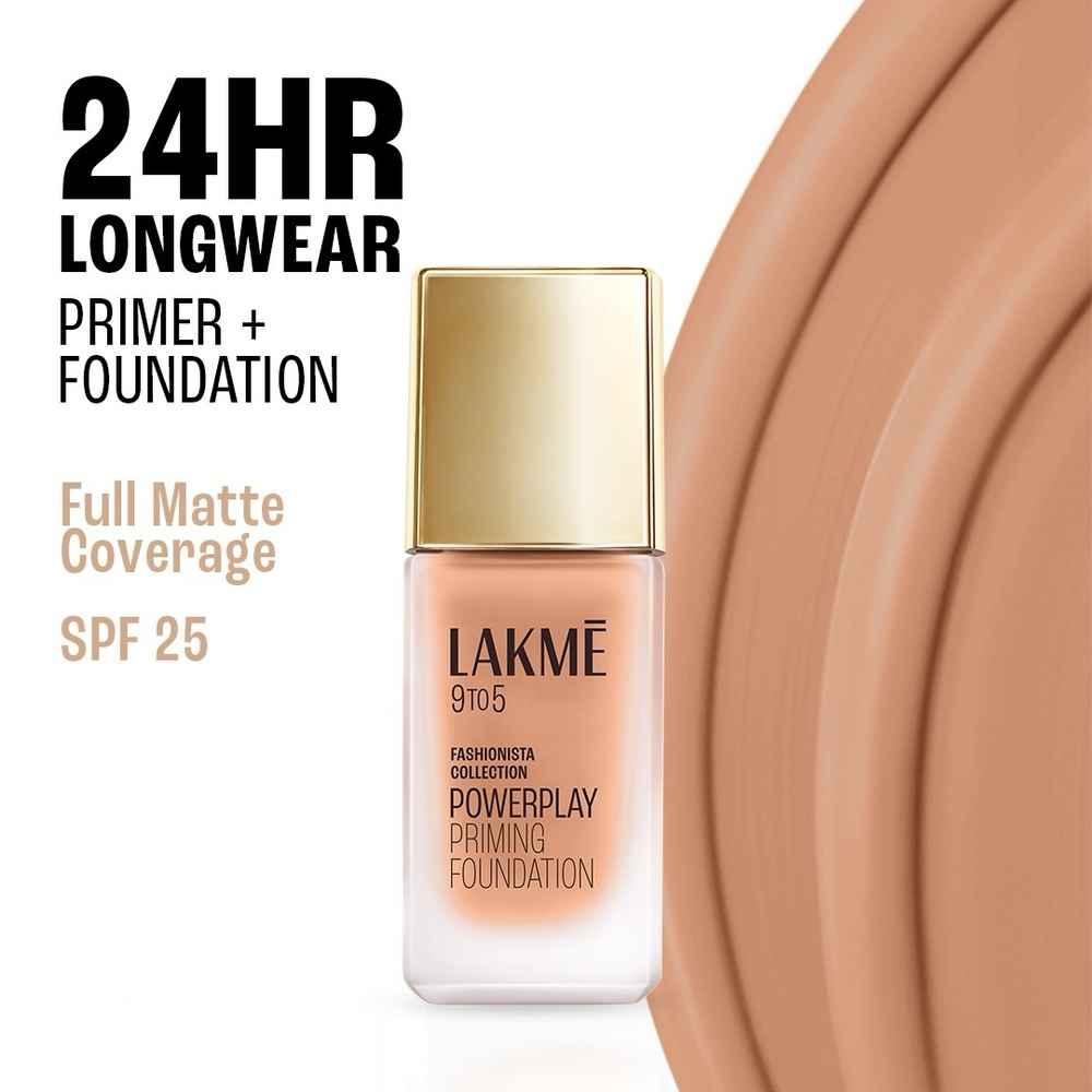 Buy Lakme 9 To 5 Powerplay Priming Liquid Foundation, Built In Primer, SPF 25, W160 Warm Sand (25 ml) - Purplle
