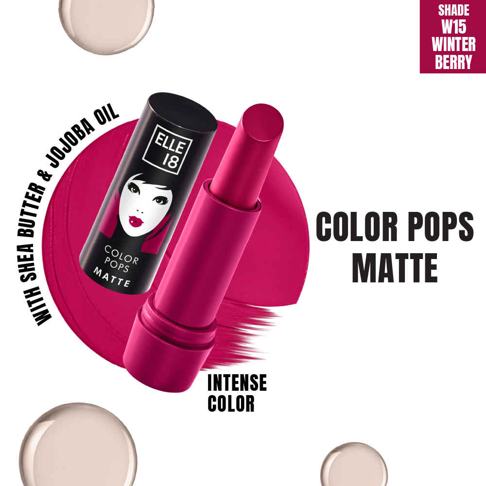 Buy Elle 18 Color Pops Matte Lipstick, Winter Berry, Moisturising Matte | 4.3 gm - Purplle