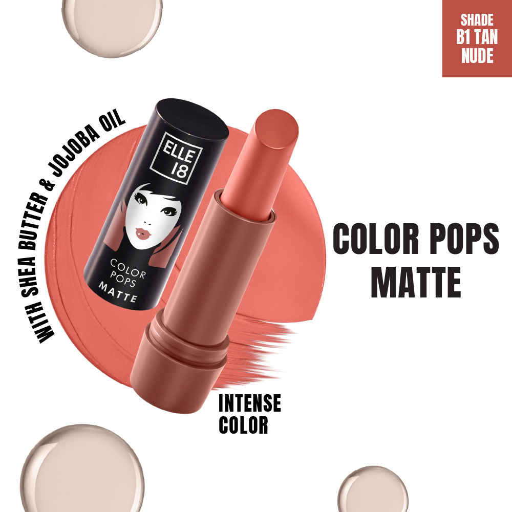 Buy Elle 18 Color Pops Matte Lipstick, Tan Nude, Moisturising, Infused with Jojoba Oil | 4.3 gm - Purplle