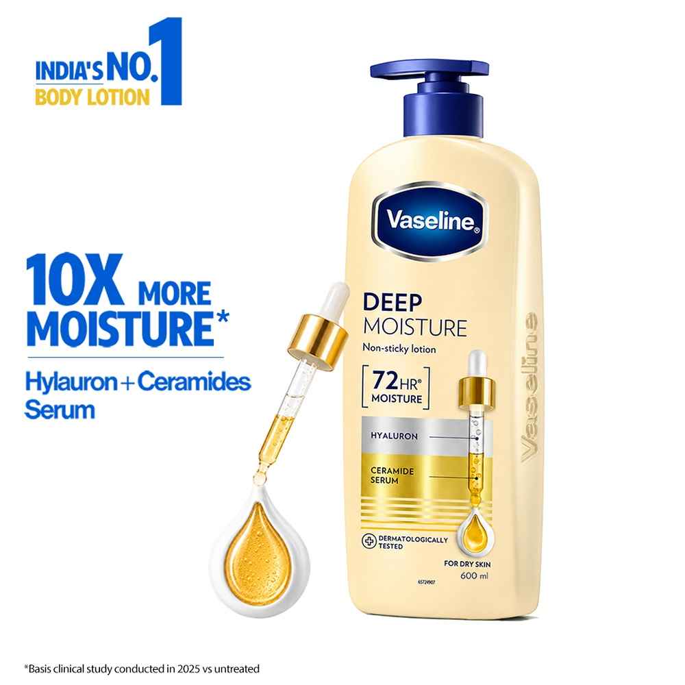 Buy Vaseline Deep Moisture Body Lotion with Ceramide Hyaluron | 10X More Moisture | For Dry Skin |(600 ml) - Purplle