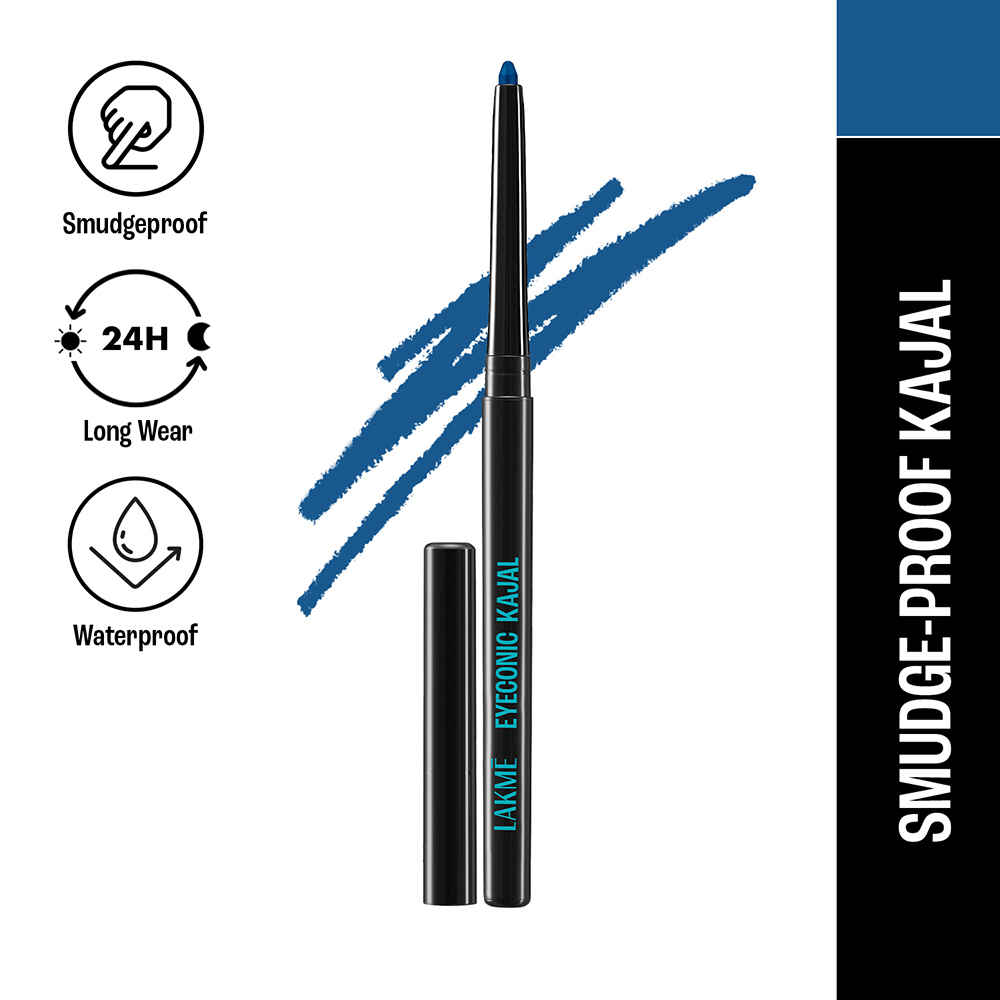 Buy Lakme Eyeconic Kajal |Matte Waterproof | Smudgeproof Kajal that lasts 24 Hrs | Midnight Blue |0.35 gm - Purplle
