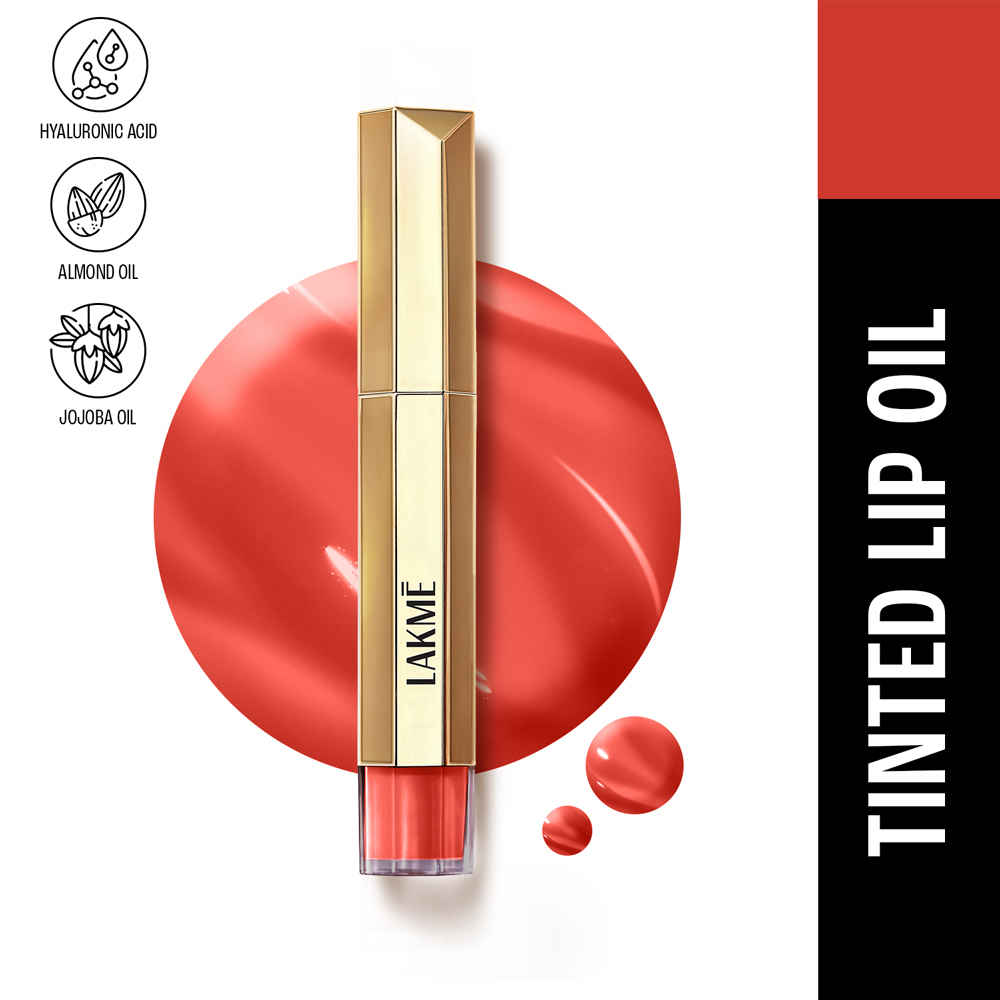 Buy Lakme 9to5 Overtime Shine Tinted Lip Oil With Vitamin E, Shea Butter and Hyaluronic Acid, For Hydrated and Glossy Lips - Brick Rouge - 5.3 ml - Purplle