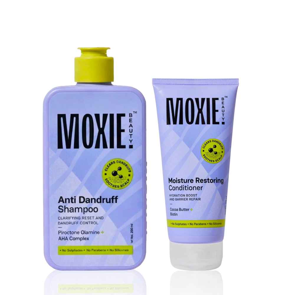 Buy Moxie Beauty Anti-Dandruff Treatment Duo (Moisture Restoring Conditioner 175 ml + Anti-Dandruff Shampoo 200 ml) Haircare kit,Combo of 2 - Purplle