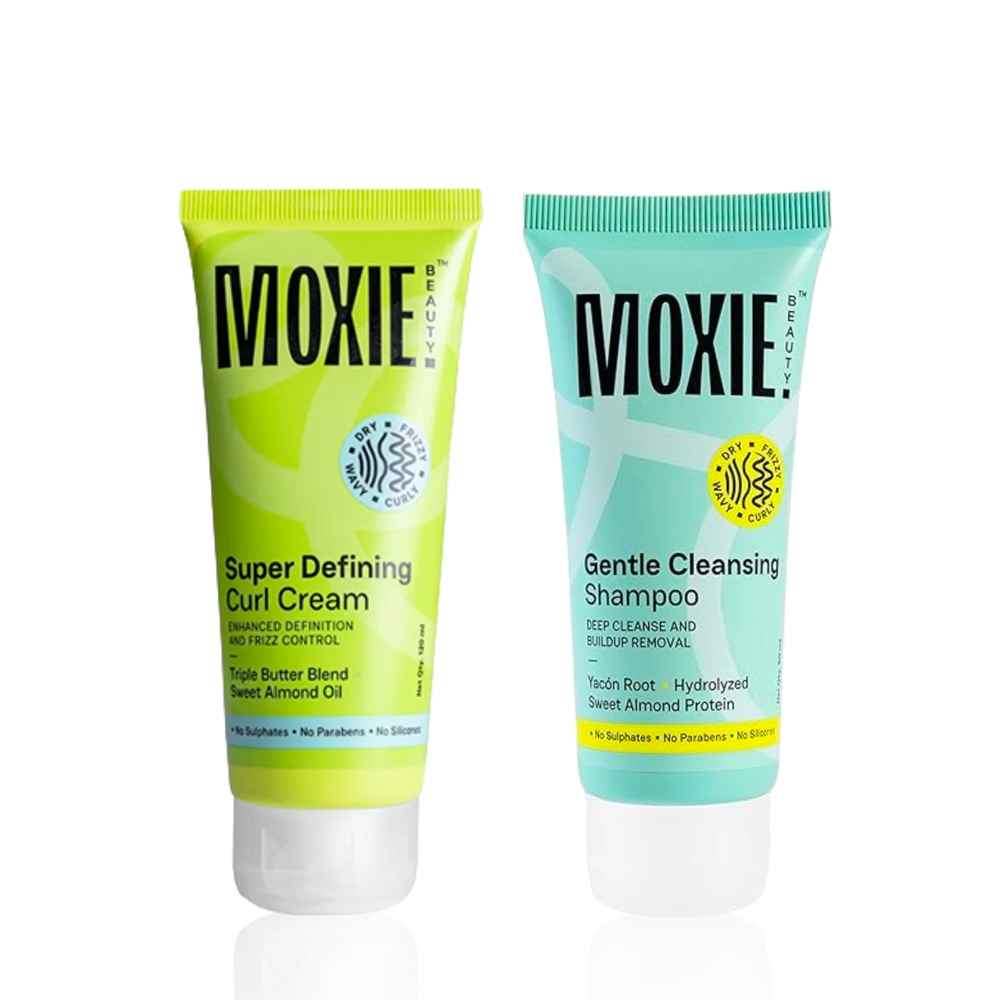 Buy Moxie Beauty Curl & Cleanse Duo (Super Defining Curl Cream 50 ml + Gentle Cleansing Shampoo 50 ml) Haircare kit,Combo of 2 - Purplle