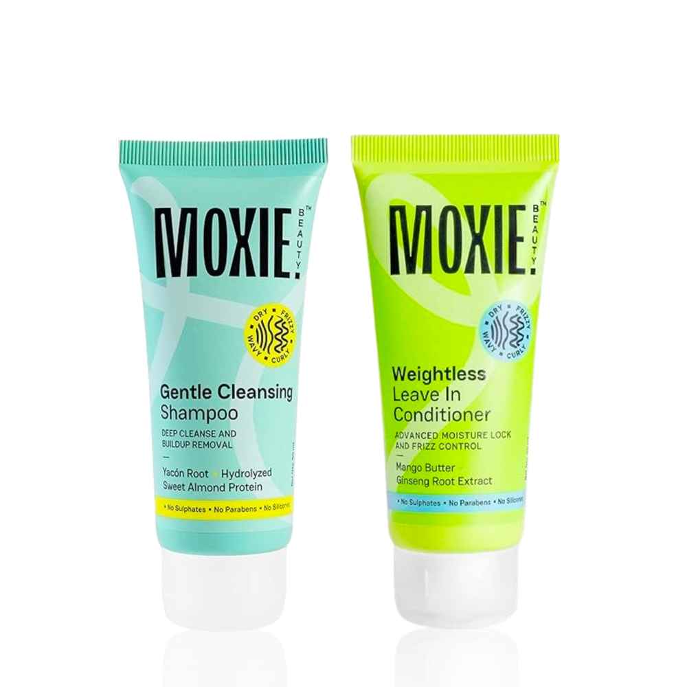 Buy Moxie Beauty Cleanse & Leave-In Duo (Weightless Leave-In Conditioner 50 ml + Gentle Cleansing Shampoo 50 ml) Haircare kit,Combo of 2 - Purplle