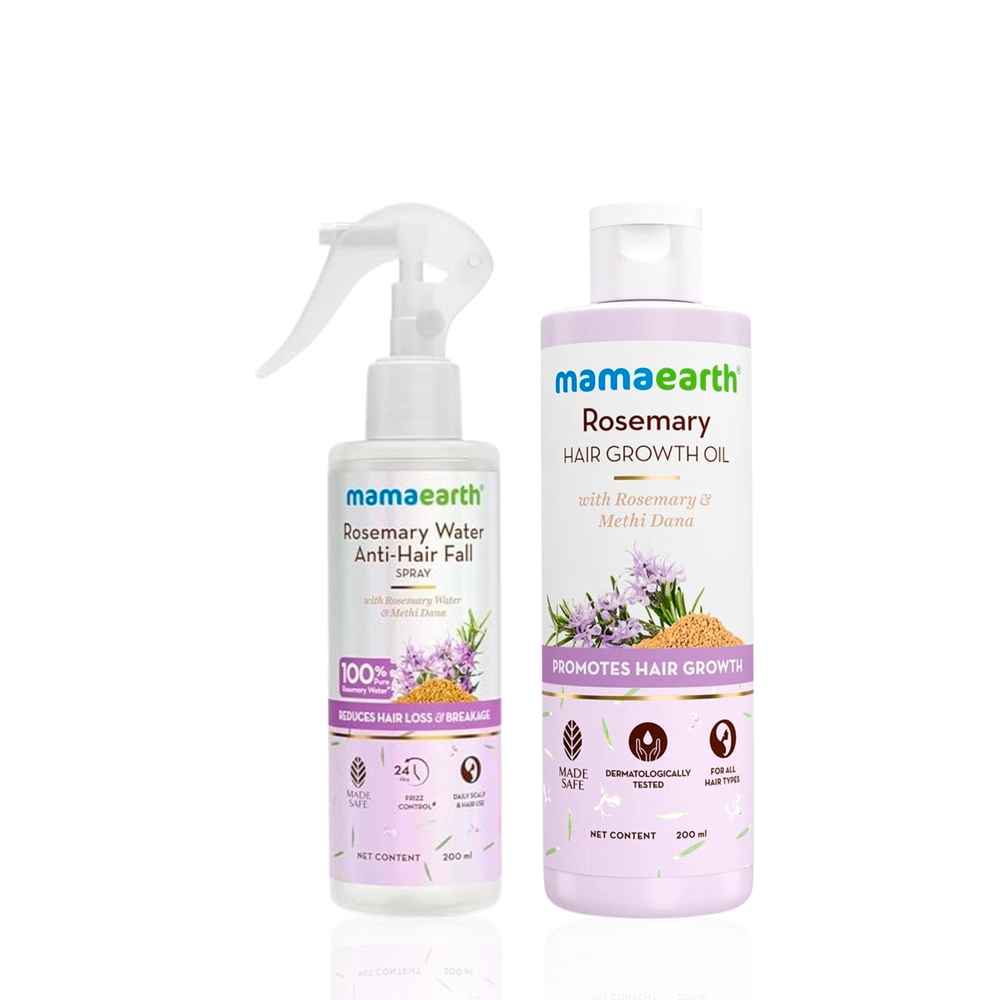 Buy Mamaearth Rosemary Hair Growth Oil with Rosemary & Methi Dana for Promoting Hair Growth + Rosemary Anti-Hairfall Spray Haircare kit, Combo of 2 - Purplle