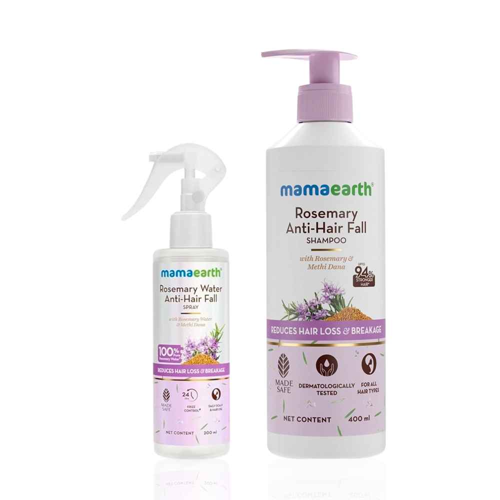 Buy Mamaearth Rosemary Anti-Hair Fall Shampoo with Rosemary & Methi Dana for Reducing Hair Loss & Breakage + Rosemary Anti-Hairfall Spray Haircare kit, Combo of 2 - Purplle