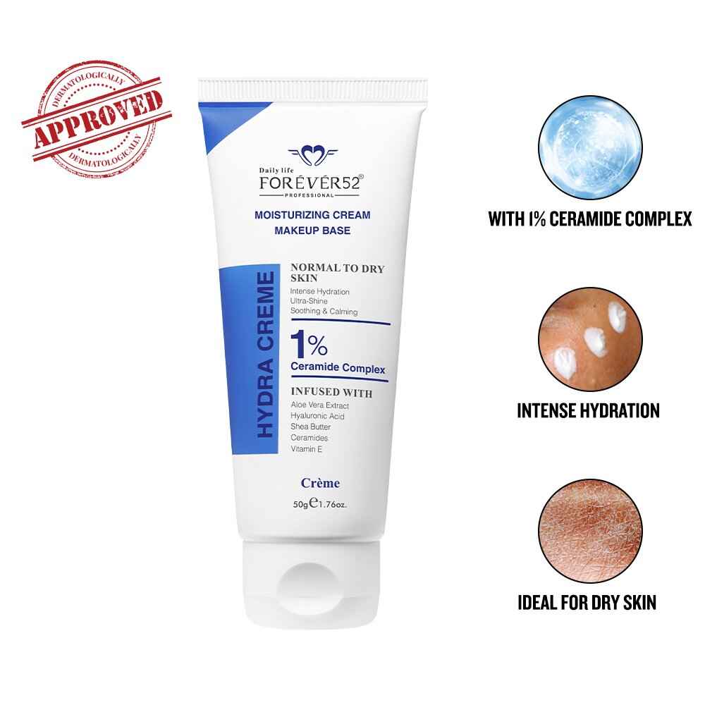 Buy Daily Life Forever52 Hydra Cream Moisturising Cream + Makeup Base, 1% Ceramide Complex for Hydrating, Smooth & Plump Skin (50 gm) FDC001 - Purplle