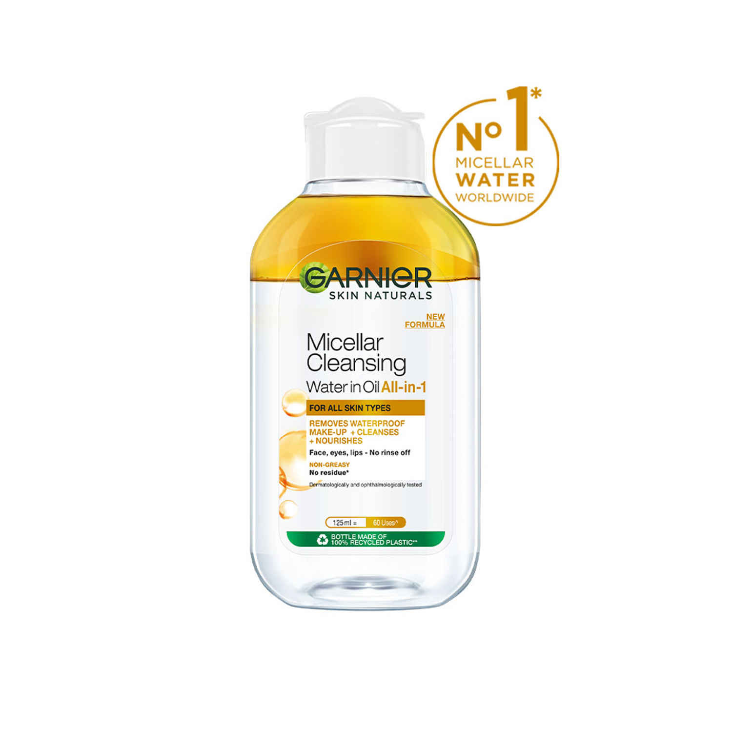 Buy Garnier Oil infused Cleansing Water, 125 ml - Waterproof Makeup Remover For All Skin Types - Purplle