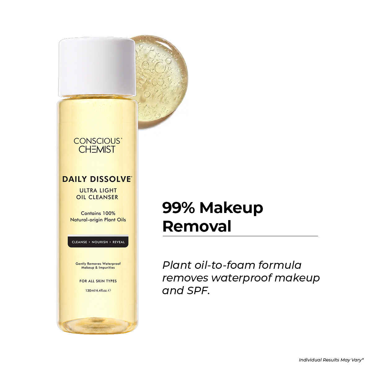 Buy Conscious Chemist Daily Dissolve Cleanser | 130 ml | Face Wash, Cleanser for Oily Skin, Makeup Remover, Cleanser for Men & Women with SPF & Impurities For Soft & Glowing for all Skin, Natural Oil - Purplle