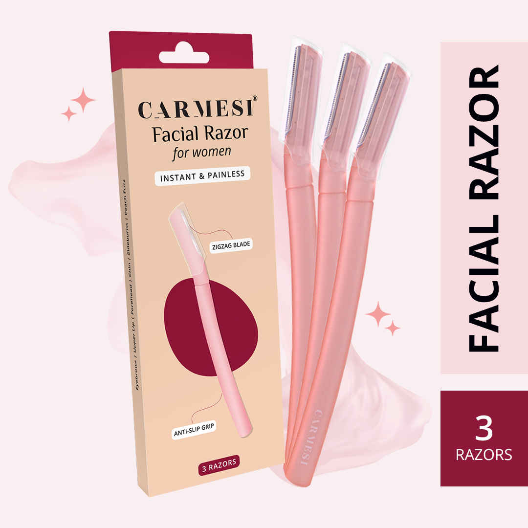 Buy Carmesi Facial Razor for Women - For Instant & Painless Hair Removal (Eyebrows, Upper Lip, Forehead, Peach Fuzz, Chin, Sideburns) - Pack of 3 - Purplle