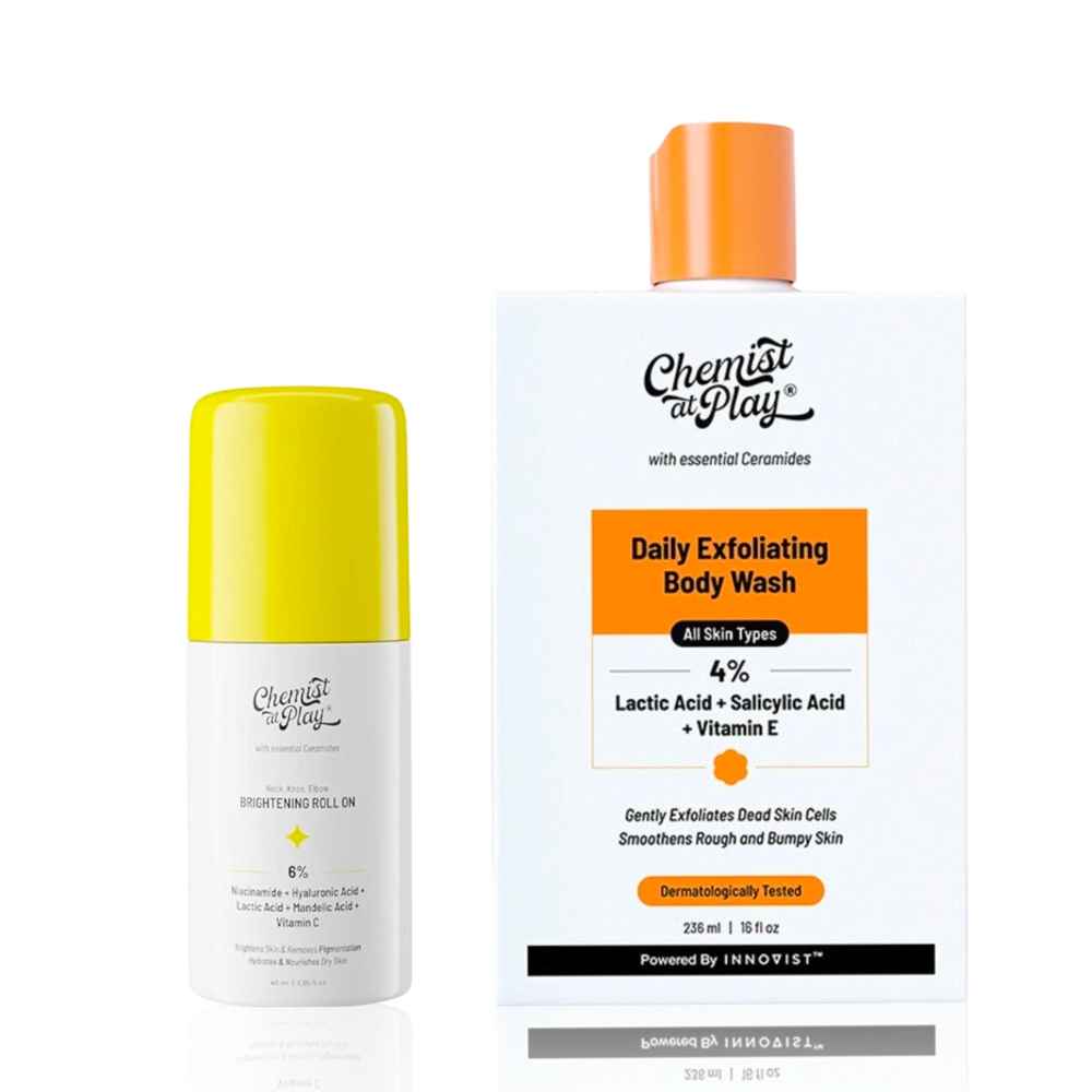 Buy Chemist at Play Neck & Elbow Brightening Roll On + Exfoliating Body Wash Combo - Combo of 2 - Purplle