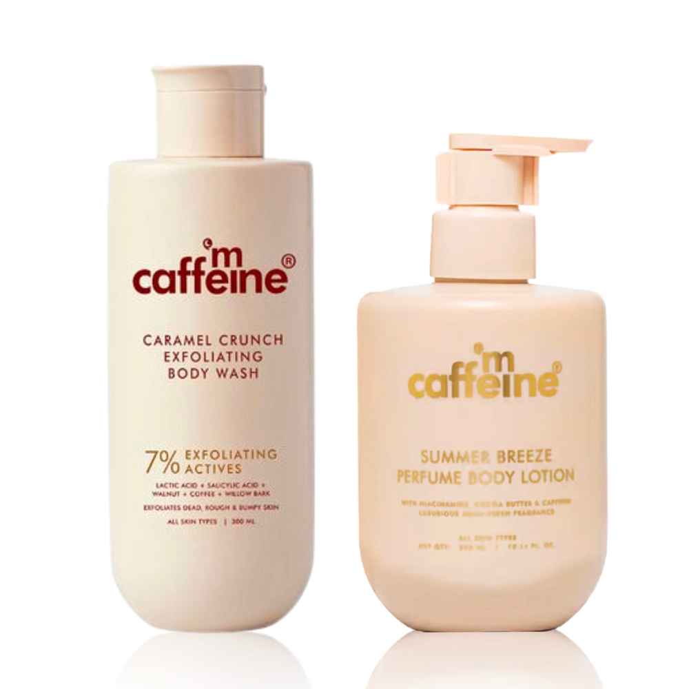 Buy mCaffeine 7% Exfoliating Body Wash (300 ml) + Summer Breeze Body Lotion (300 ml) - Combo of 2 - Purplle
