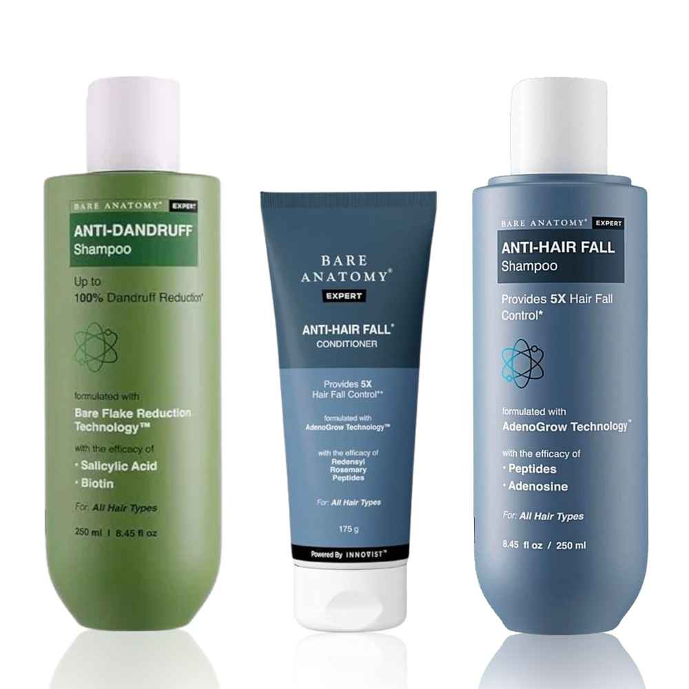 Buy Bare Anatomy Anti-Dandruff Shampoo (250 ml) + Anti-Hair Fall Conditioner (175 gm) + Anti Hair-Fall Shampoo (250 ml)Combo of 3 - Purplle
