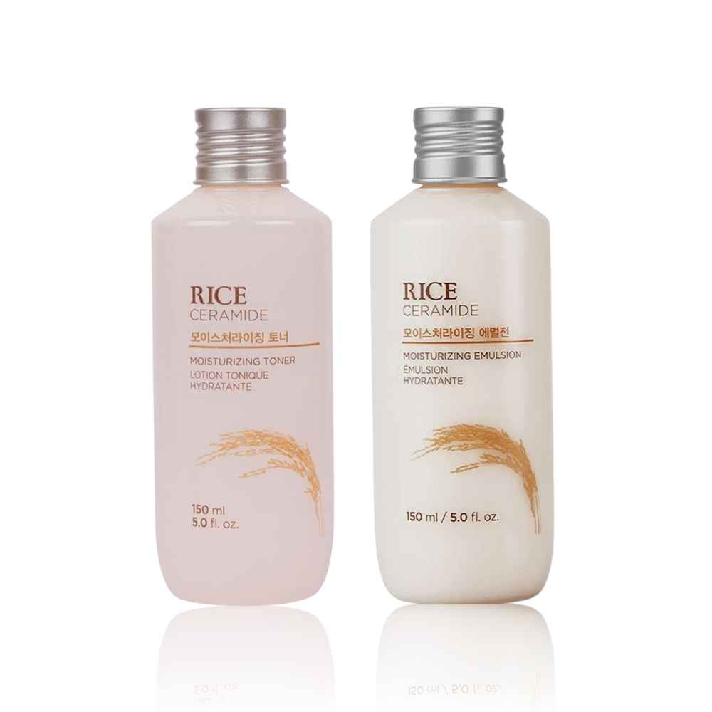 Buy The Face Shop Rice & Ceramide Moisturizing Toner, Face toner to moisturize & brighten skin 150 ml | The Face Shop Rice & Ceramide Moisturizing Emulsion with Rice Extracts for brightening skin | Combo of 2 - Purplle