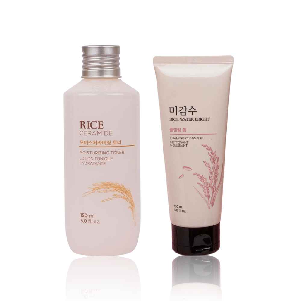 Buy The Face Shop Rice & Ceramide Moisturizing Toner, Face toner to moisturize & brighten skin 150 ml | The Face Shop Rice Water Bright Cleansing Foam (150 ml) Combo of 2 - Purplle