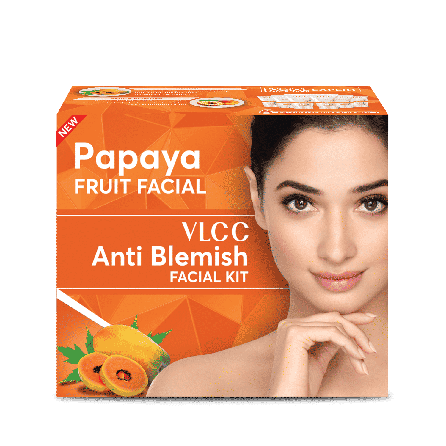 Buy VLCC Papaya Fruit Facial Kit - 60 gm | Glowing, Blemish Free Skin | With Papaya, Cucumber, Peach, and Orange Peel Extracts | Glowing at Home Facial Kit. - Purplle