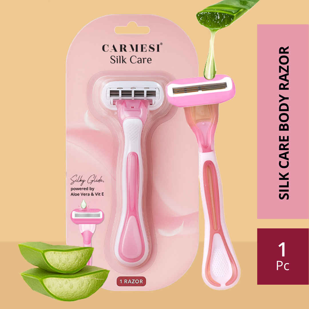 Buy Carmesi Silk Care Body Razor for Women - Pack of 1 | Smooth & Painless Hair Removal For Arms, Legs, & Underarms | Aloe Vera and Vitamin E Lubrication Strip | Soft & Silky Skin | Flexible Head - Purplle