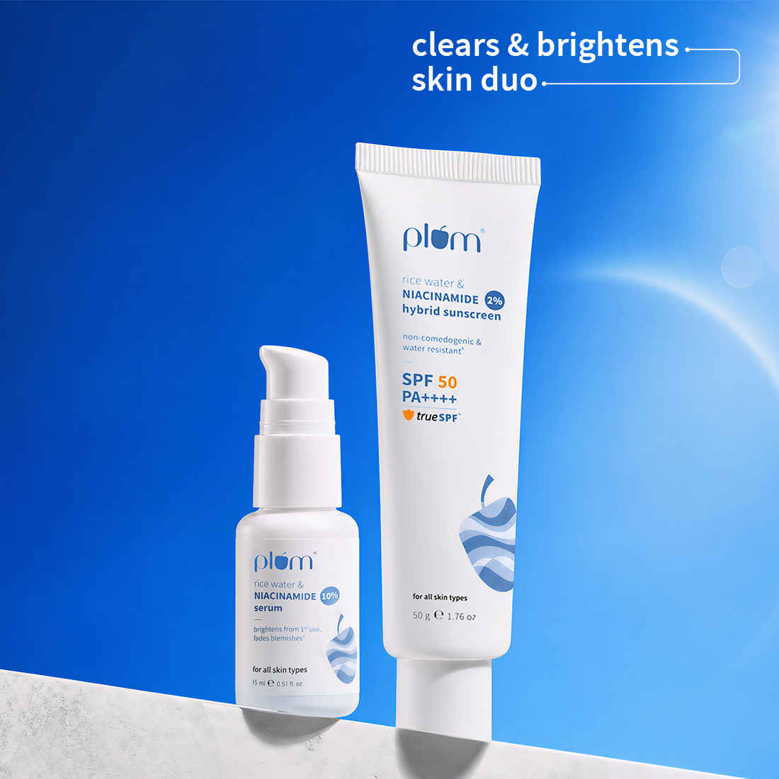 Buy Plum Niacinamide Protection Duo | 10% Niacinamide Serum + Sunscreen | Brightens Skin | Reduces Spots | UV Protection | Clear & Even Skin Tone | Combo of 2 - Purplle