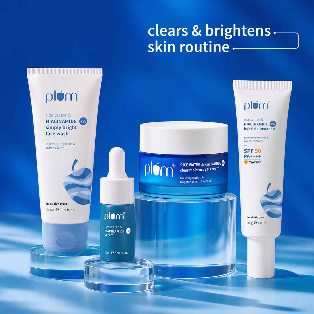 Buy Plum Niacinamide Starter Kit | Cleanser + Serum + Moisturizer + Sunscreen | Oil Control | Brightening | Reduces Acne & Spots | Complete Routine Combo of 4 - Purplle