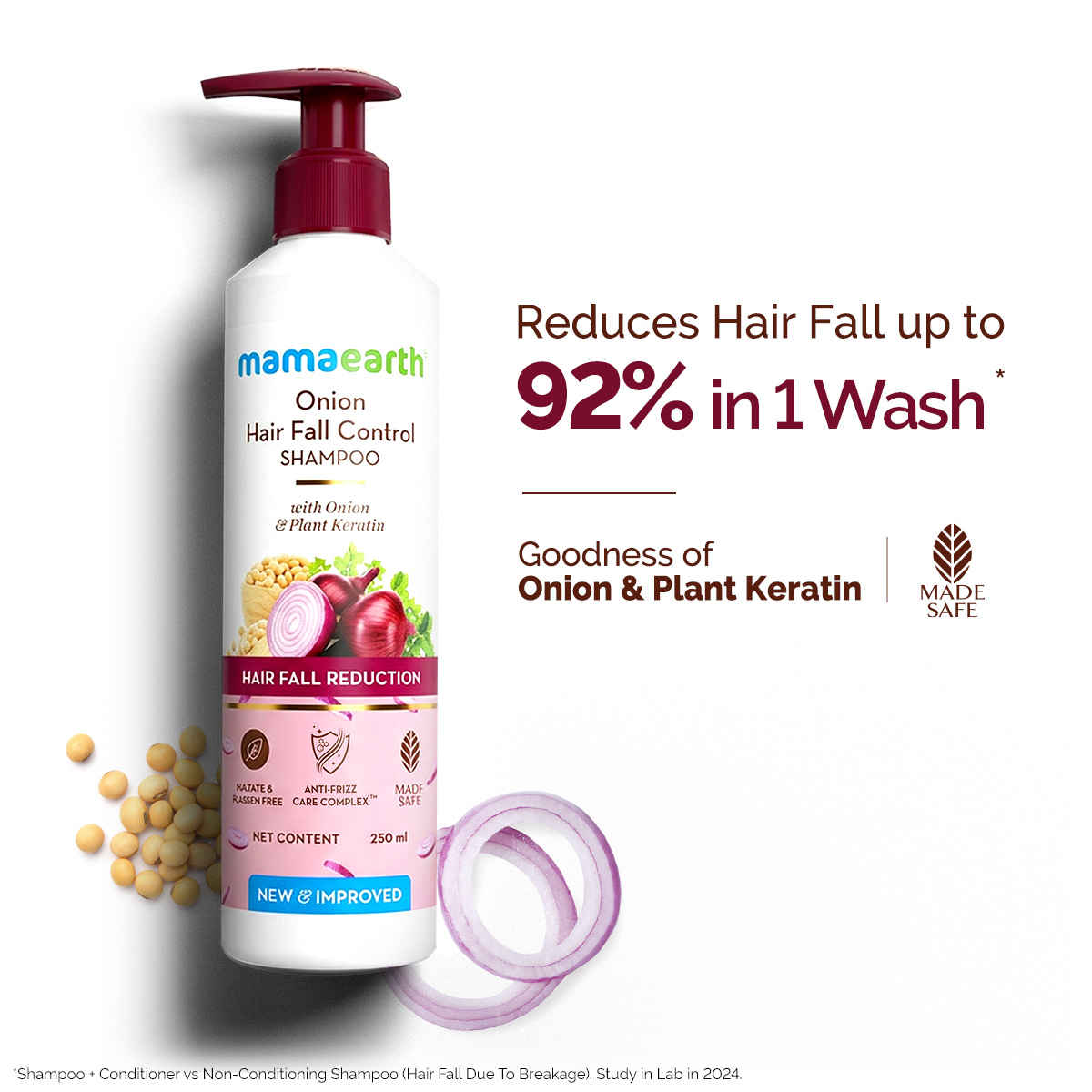 Buy Mamaearth Onion Shampoo with Onion & Plant Keratin for Hair Fall Control - 250 ml - Purplle