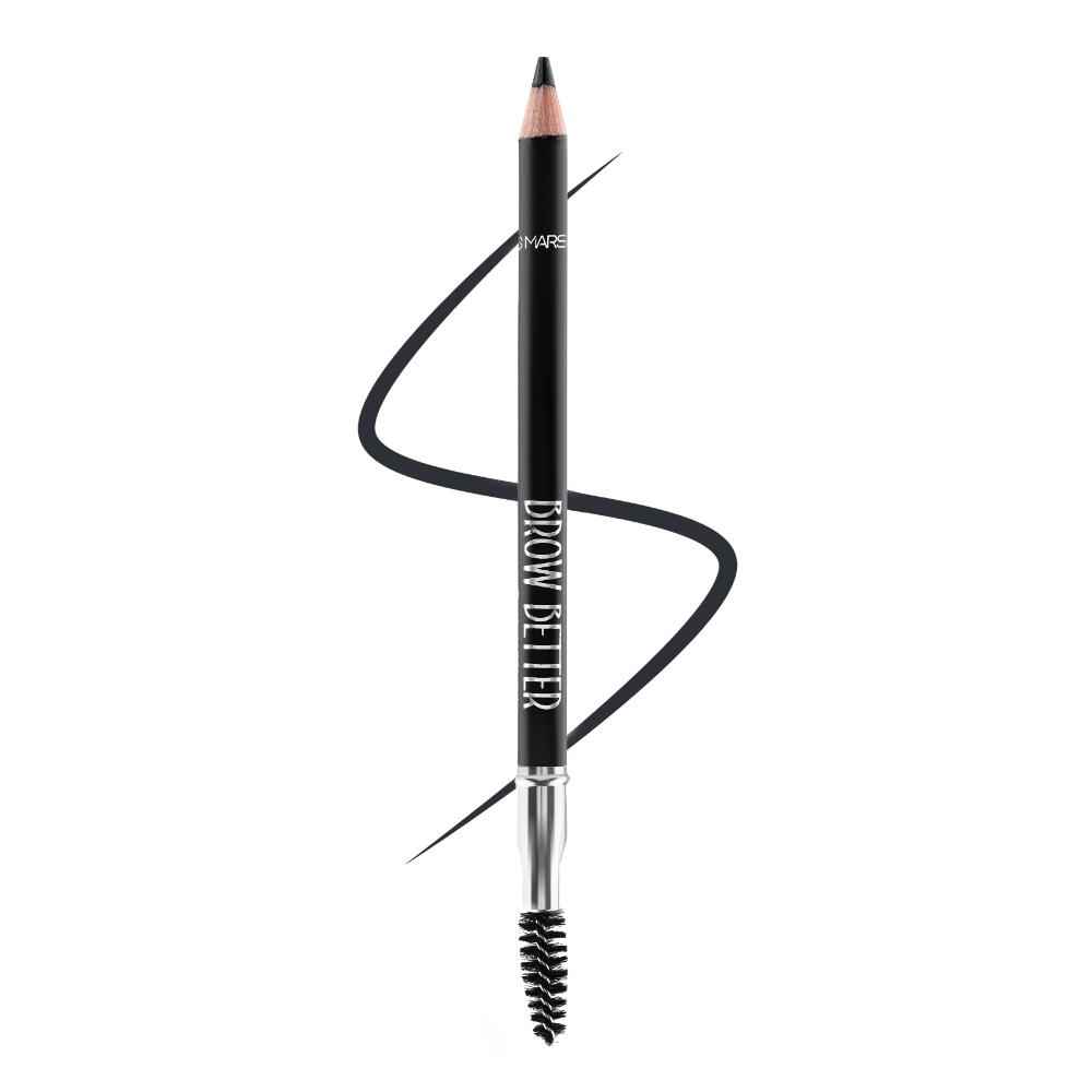 Buy MARS Brow Better Eyebrow Pencil with Spoolie | Long-Lasting & Smudge Proof | Rich Pigmentation | Natural-Looking Results | Easy to Sharpen (1.4 gm) (Black) - Purplle