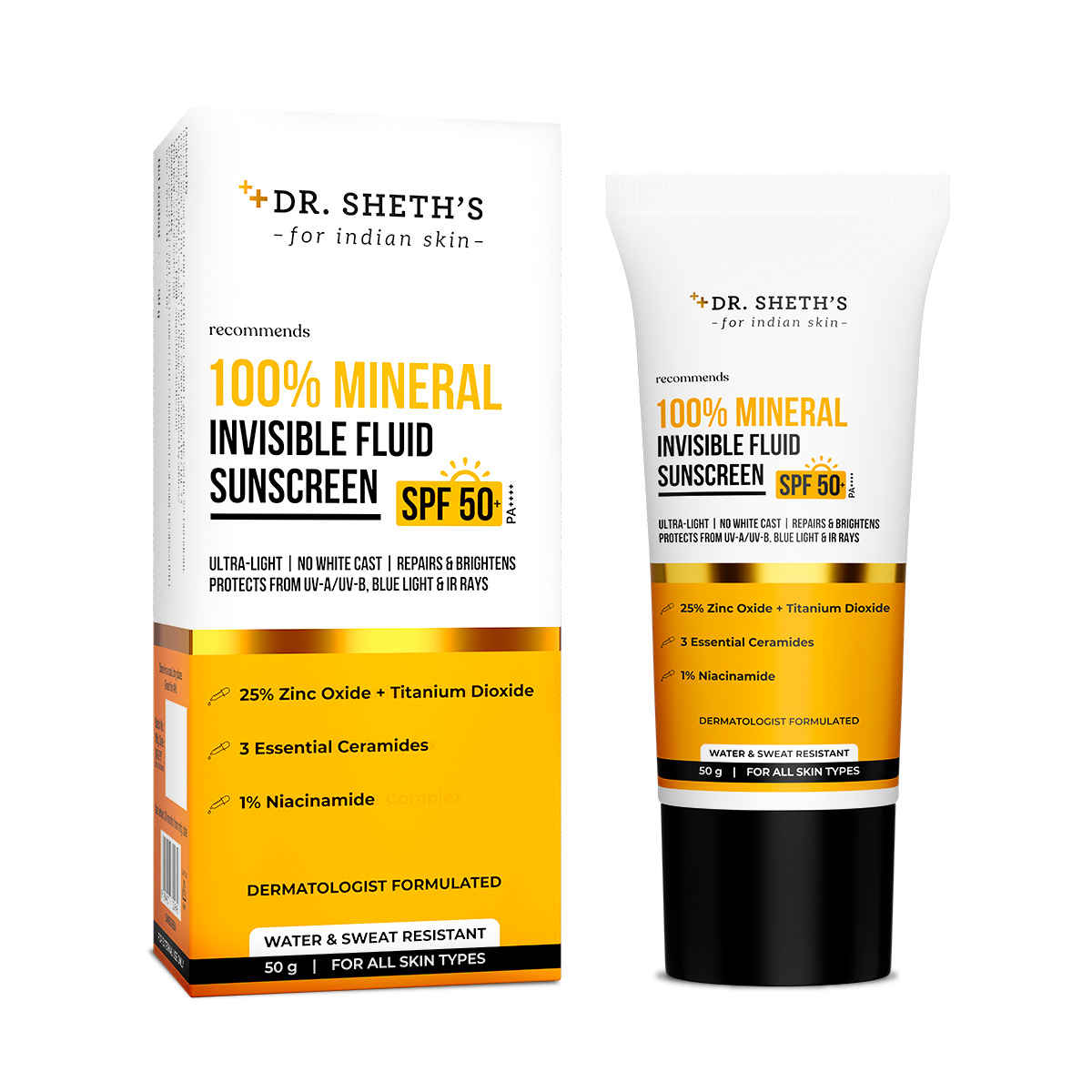 Buy Dr. Sheth's 100% Mineral Invisible Fluid Sunscreen (50 gm) - Purplle