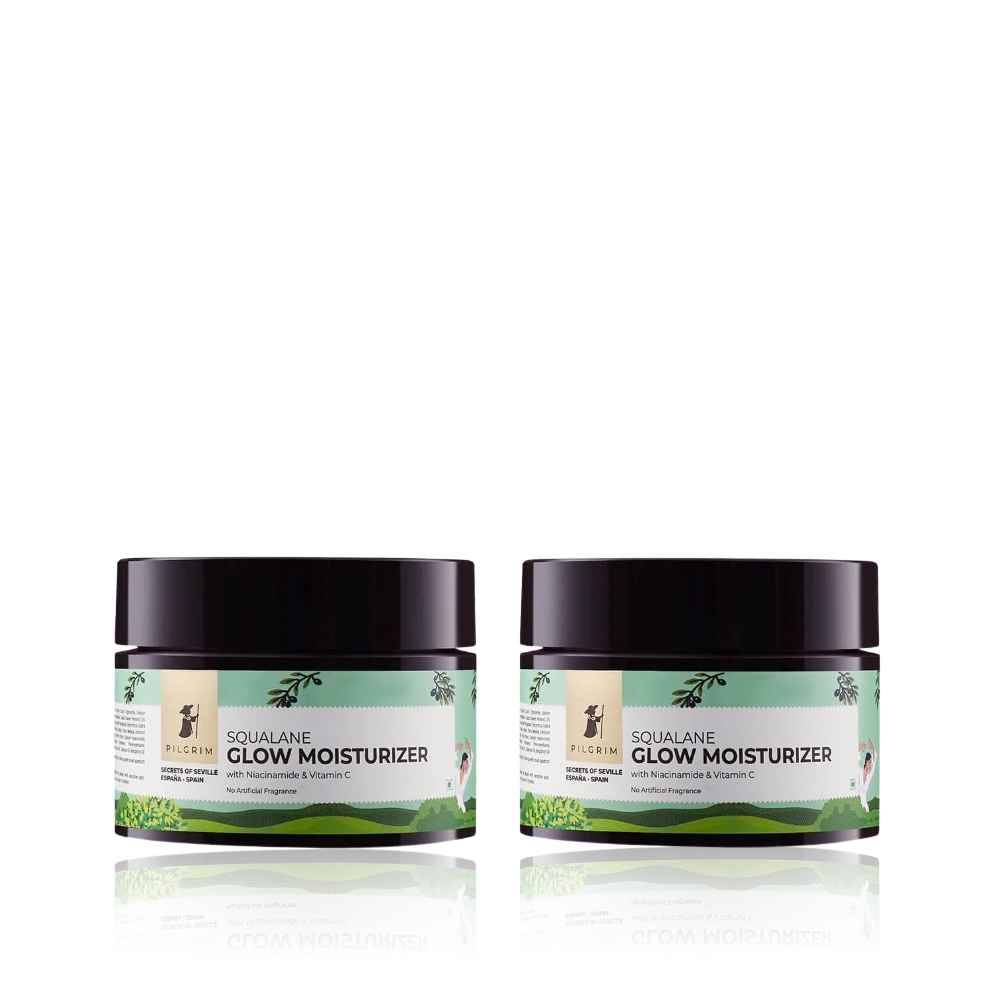 Buy Pilgrim Glow Moisturizer with Squalane – Pack of 2| Hydrating & Brightening Cream | Lightweight, Non-Sticky Formula | 100 gm| For All Skin Types | Men & Women - Purplle