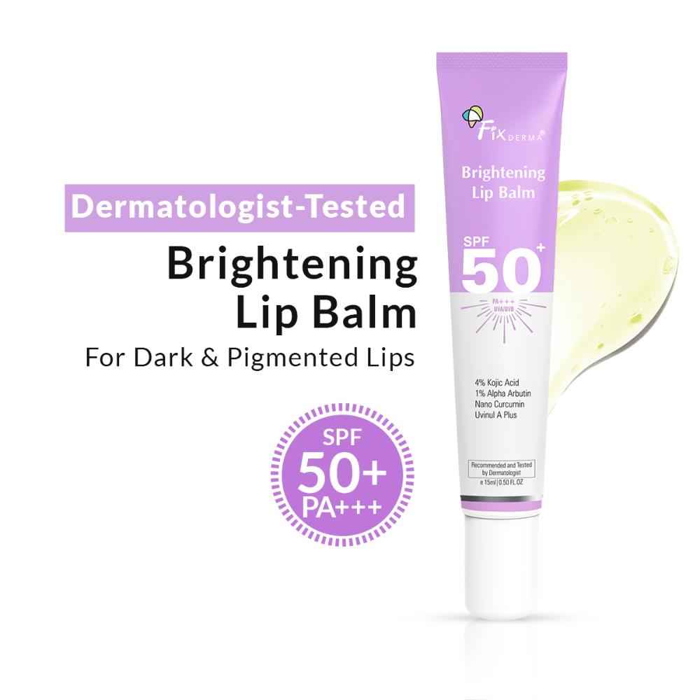 Buy Fixderma 4% Kojic Acid Brightening Lip Balm with 1% Alpha Arbutin & SPF 50+ PA+++ | Ceramide Lip Balm SPF 50 | Kojic Acid Lip Balm for Pigmented Lips - 15 ml - Purplle