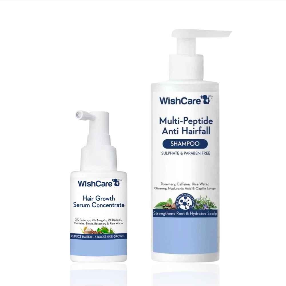 Buy WishCare Hair Kit- Growth Serum Concentrate + Multi Peptide Anti Hairfall Shampoo, Combo of 2 - Purplle