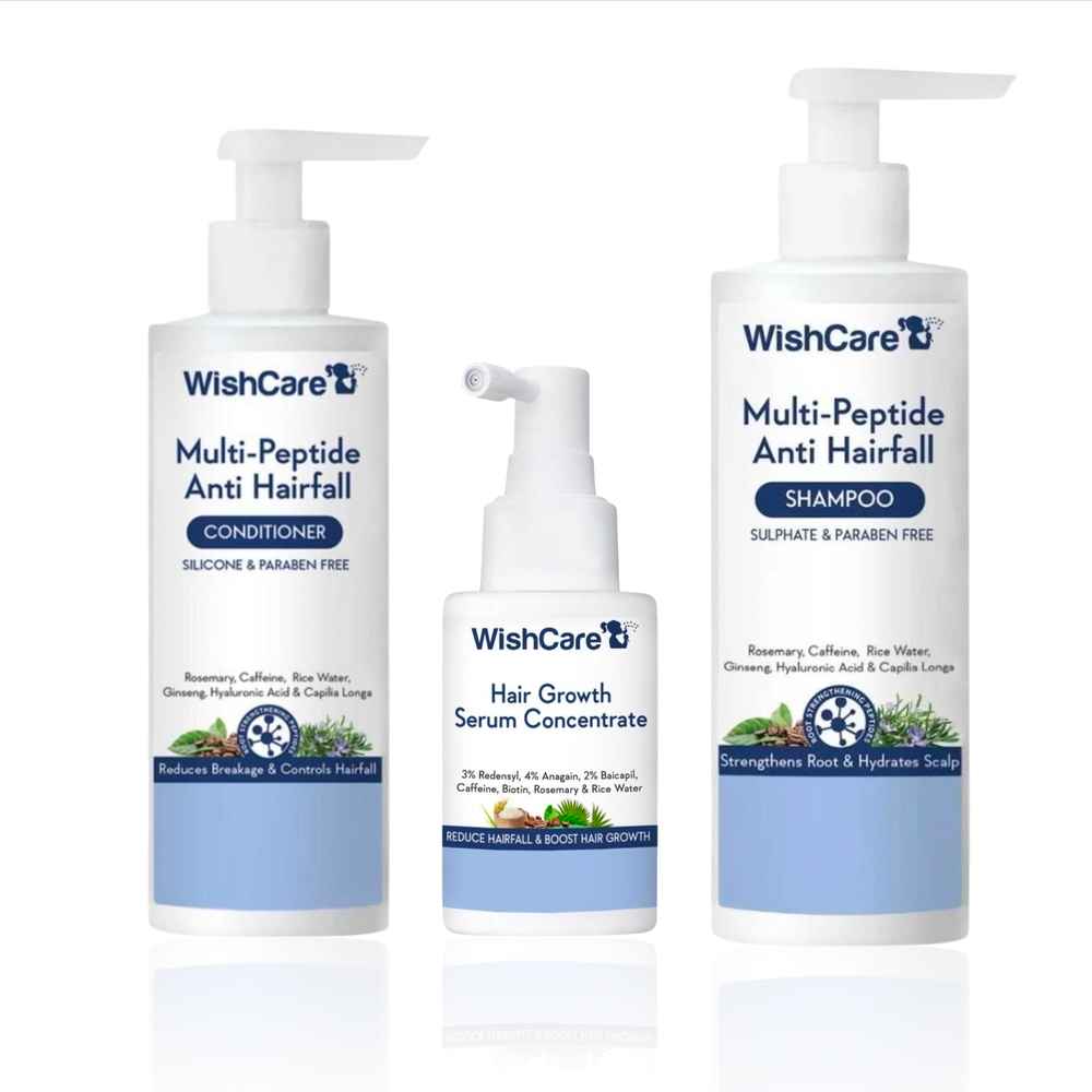 Buy WishCare Hair Growth Serum Concentrate + Multi Peptide Anti Hairfall Shampoo & Conditioner Duo - Combo of 3 - Purplle