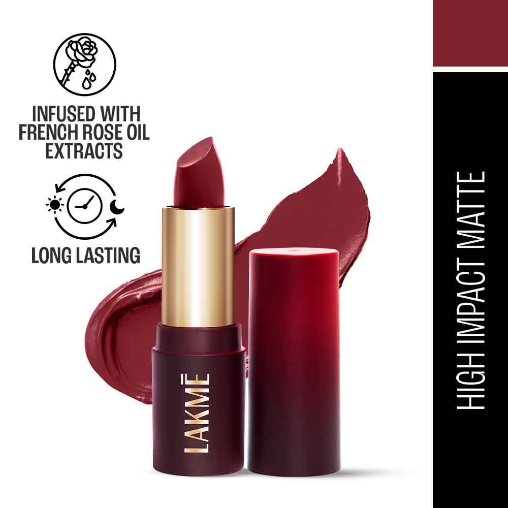 Buy Lakme Forever Matte Lipstick, Made With French Rose Oil Extracts, Bur gmundy Bloom, 4.5 gm - Purplle