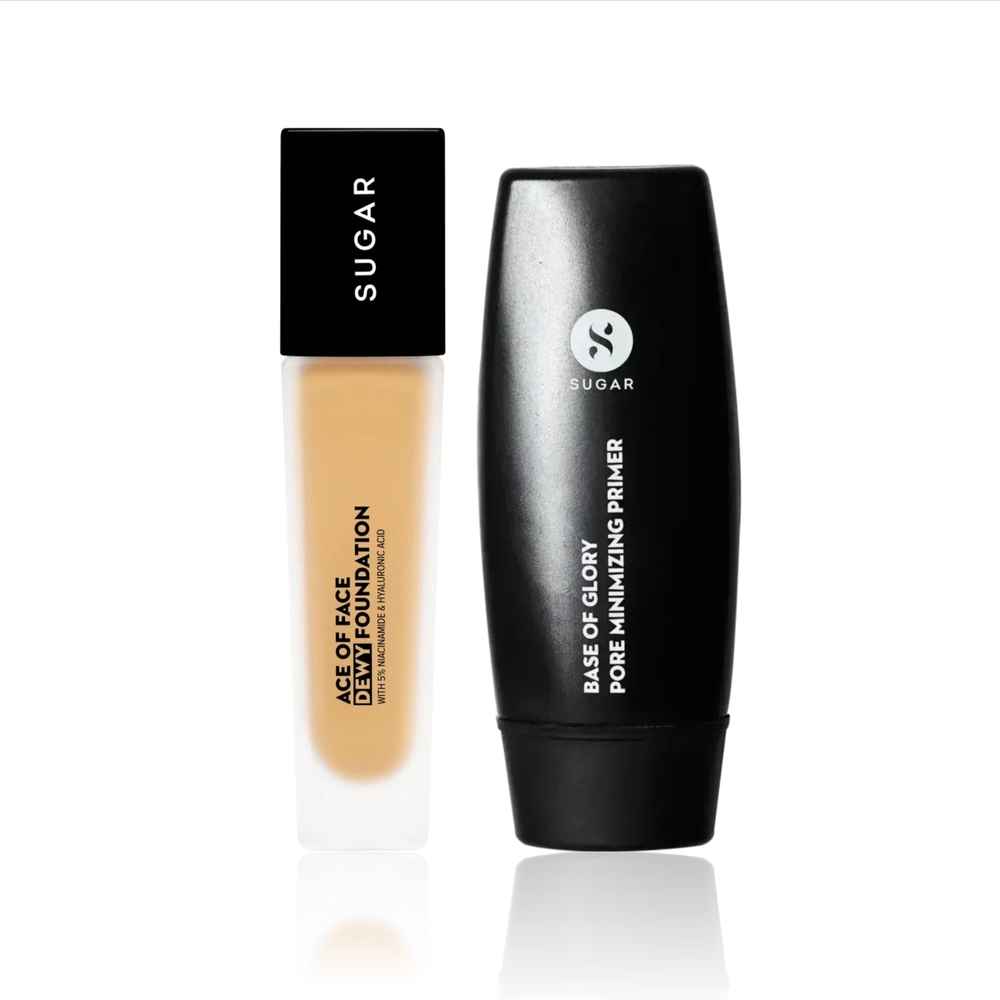 Buy Sugar Perfect Canvas Kit - SUGAR Cosmetics Ace Of Face Dewy Foundation - 17 Raf (30 ml) , SUGAR Cosmetics Base Of Glory Pore Minimizing Primer 30 ml Combo of 2 - Purplle