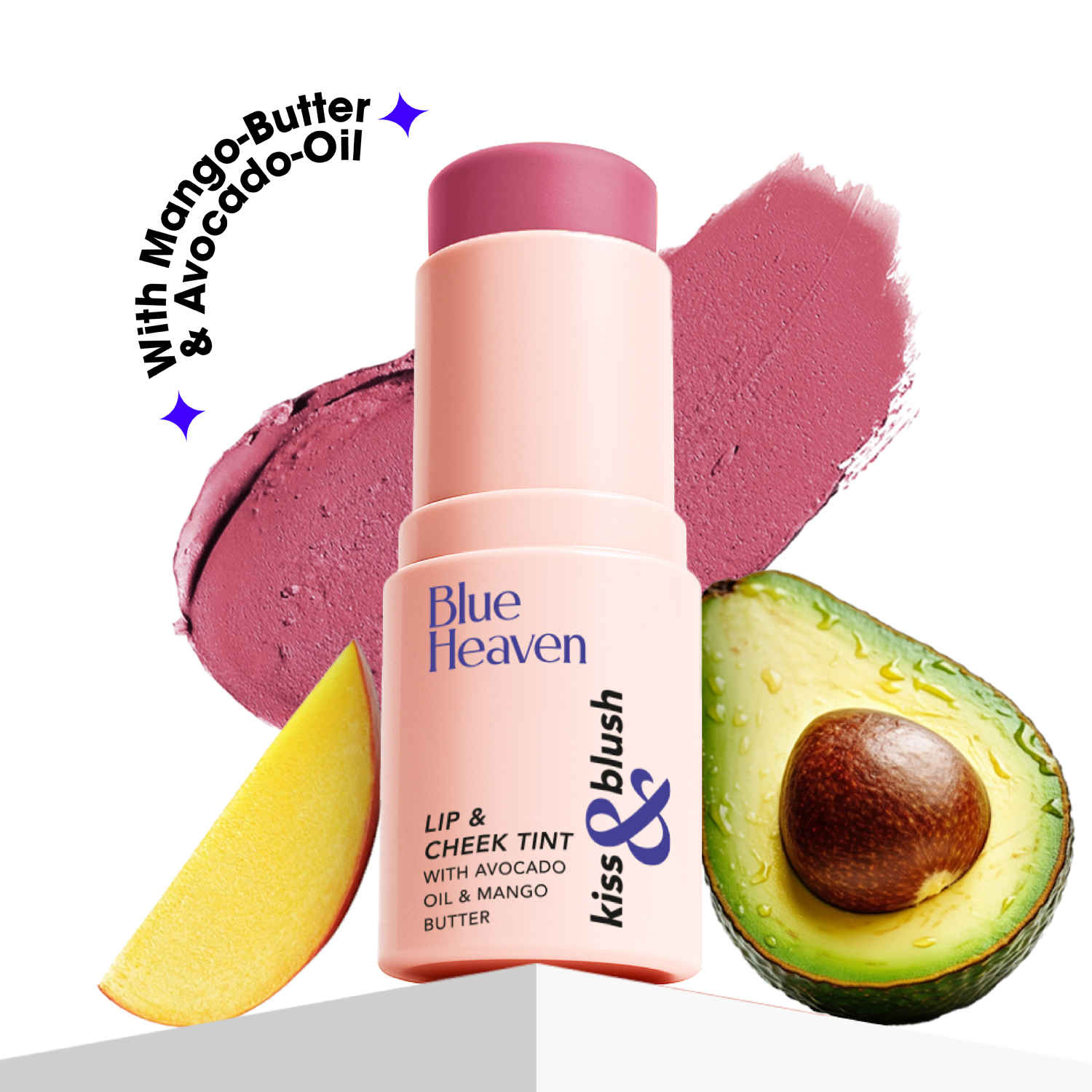 Buy Blue Heaven Kiss & Blush Lip, Cheek & Eye Tint with Avocado Oil & Mango Butter | 3-in-1 blush for face makeup | Rich & Creamy Formula |Easily Blendable | Multipurpose Makeup, Rosy Dusk, 8.5 gm - Purplle