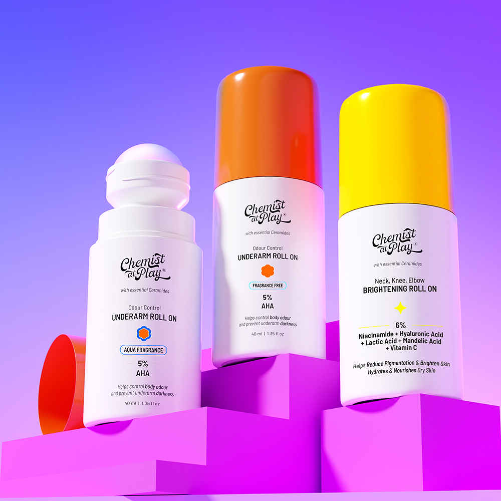 Buy Chemist At Play Full Body Glow & Freshness Kit [UnderArm Aqua (40ml) + Neck Knee Elbow Roll On (40ml) + UnderArm Fragrance-Free (40ml)] Combo of 3 - Purplle