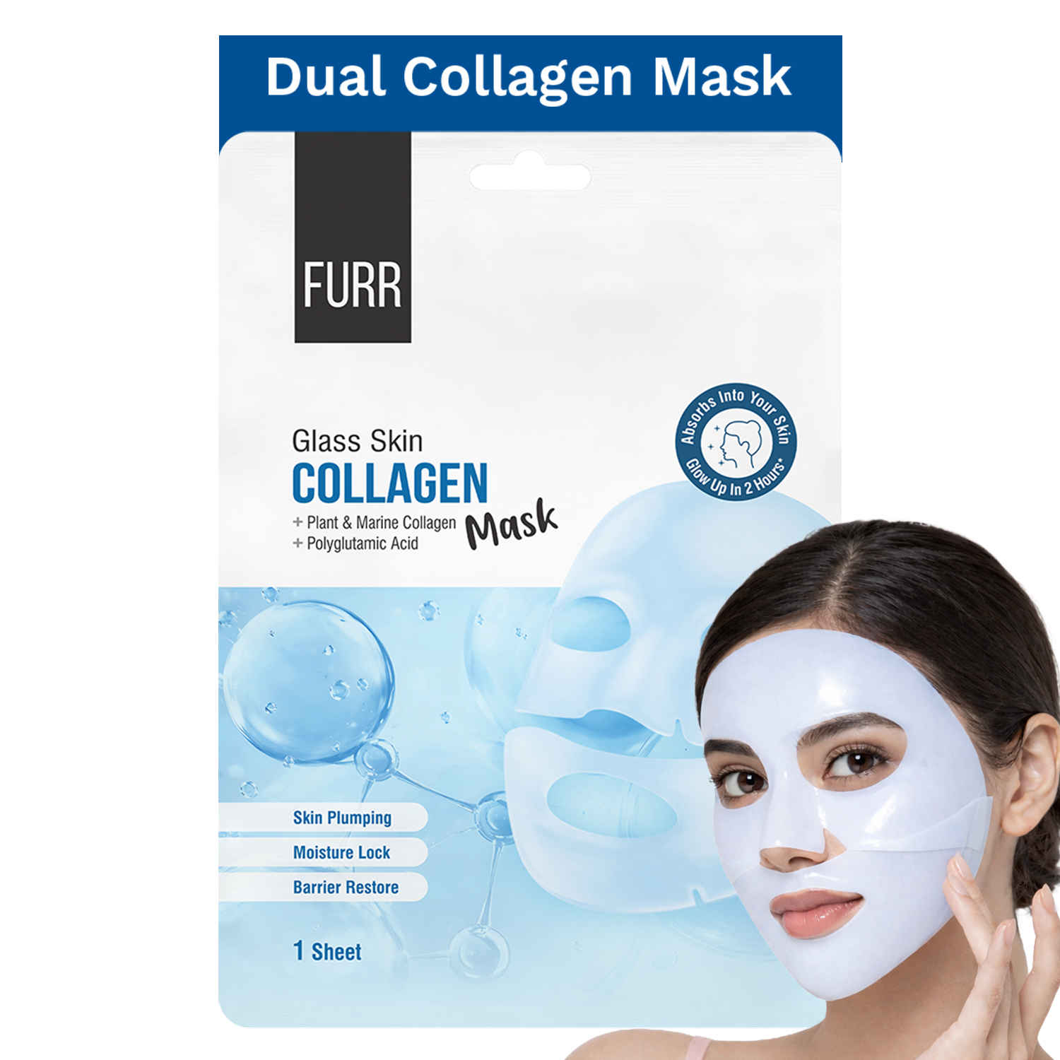Buy FURR Glass Skin Collagen Mask | Glow Up In 2 Hours | Deep Hydration, Barrier Repair, Moisture Lock | Plant & Marine Collagen | Face Mask for Overnight or Day Use - 1 Pc - Purplle