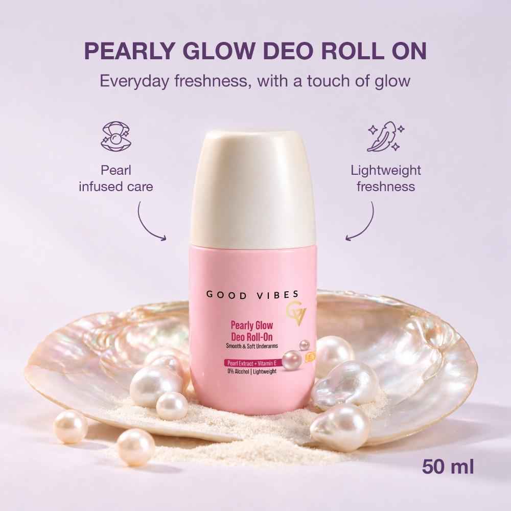 Buy Good Vibes Pearly Glow Deo Roll On | With Pearl Extract & Vitamin E | Controls Underarm Odour | For Smooth,Soft & Brighter Underarms | Quick-Drying & Non-Sticky | Provides Freshness Throughout the Day | 50 ml - Purplle